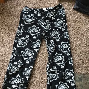 Black with white flowers cloth pants